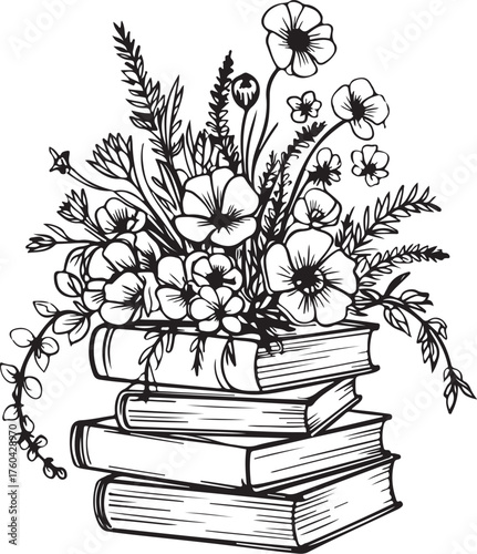 Floral Book Black and White Book with flowers design
