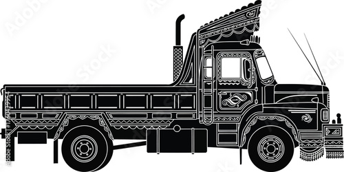 Traditional Decorated Pakistani Truck Art Vector
