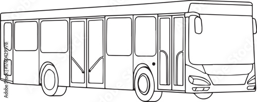  Modern city bus line art, public transport vehicle outline