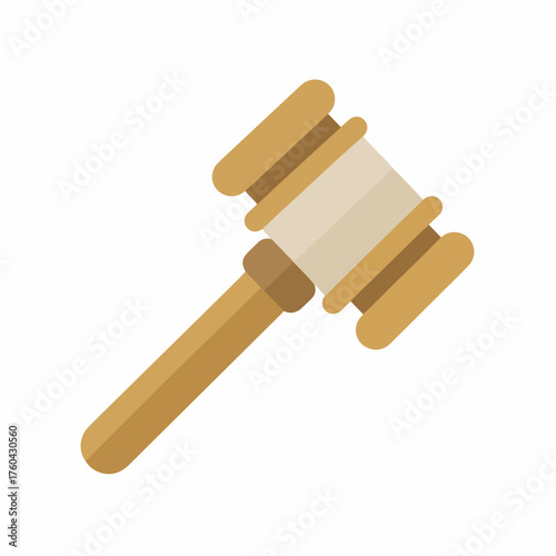Minimalistic Gavel Icon in Flat Style