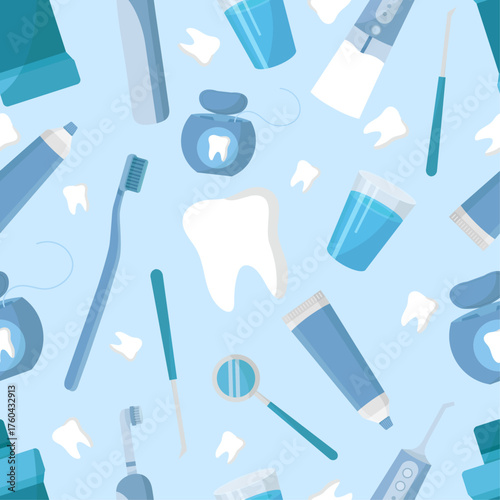 Dentistry pattern oral hygiene tools toothbrush electric toothpaste irrigator mouthwash dental floss water