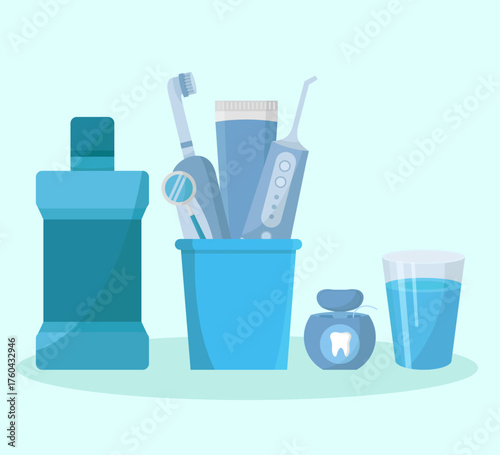 Oral hygiene health toothbrush electric toothpaste irrigator mouthwash dental floss water dentist tools