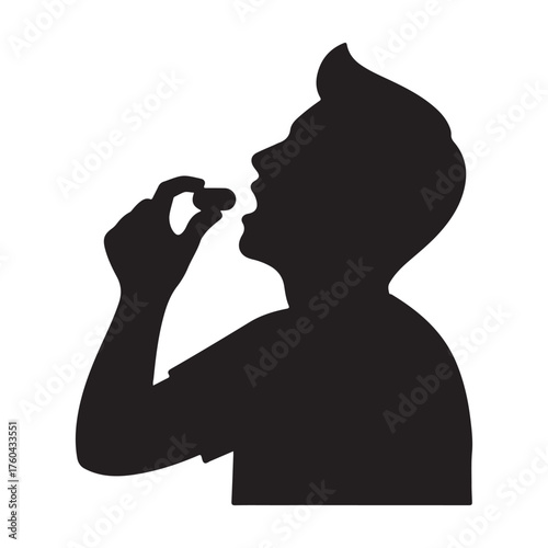 Man taking a pill icon vector flat illustration design on white background