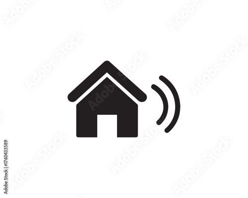Voice command home silhouette icon vector design illustration.
