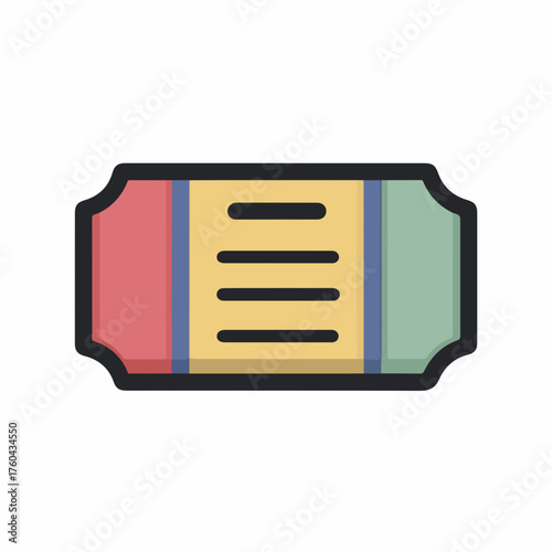 Minimalist Ticket Icon in Flat Design
