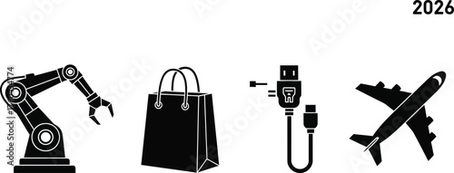Industry, Commerce, and Global Logistics Icons
