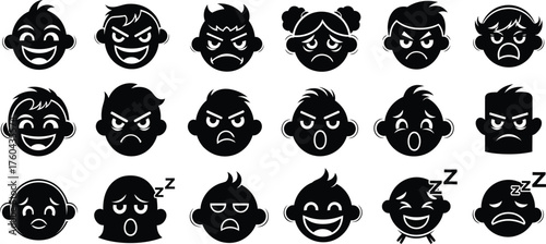 Children's Emotion and Expression Emoticon Set