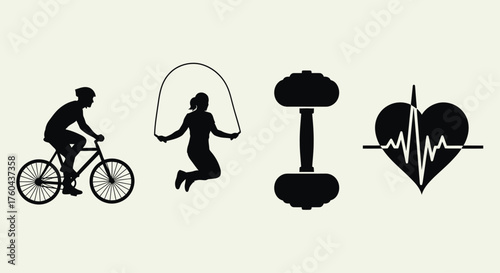 Fitness, Exercise, and Healthy Lifestyle Icons