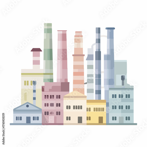 Vintage Factory Minimalist Icon in Flat Vector Style