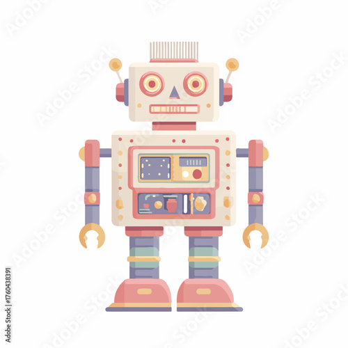 Vintage Robot Icon in Minimalist Design