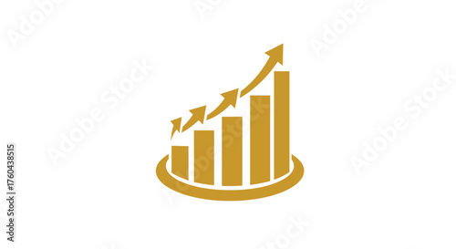 Financial Success and Business Growth Vector. Gold Bar Chart with Upward Arrow. Economic Prosperity, Investment Return, and Market Performance Illustration.