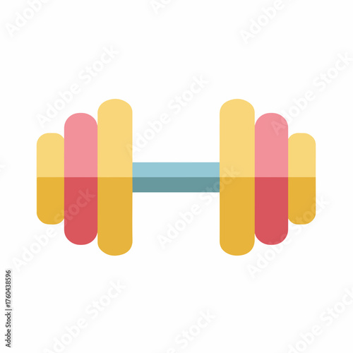 Fitness dumbbell flat icon isolated design