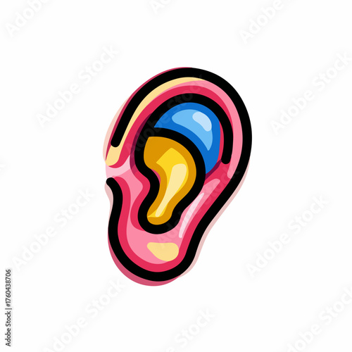 Colorful flat ear icon - OBJECT