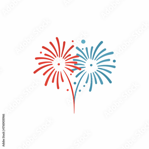 Minimalistic Fireworks Icon in Flat Vector Style