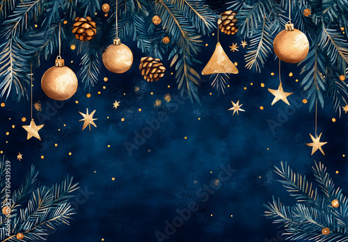 Happy New Year's banner background copy space on the left side of the illustration