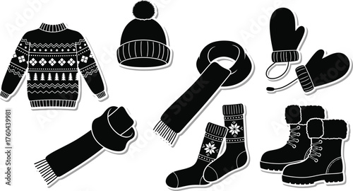 Winter Clothing and Accessories Silhouettes