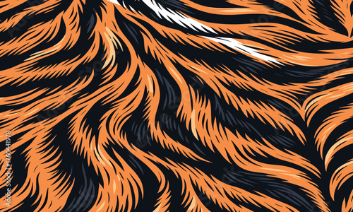 Tiger skin pattern vectand illustration with wild animal fur stripes and texture background, ideal fand wallpaper, fabric prints, tile, and artistic backgrounds.