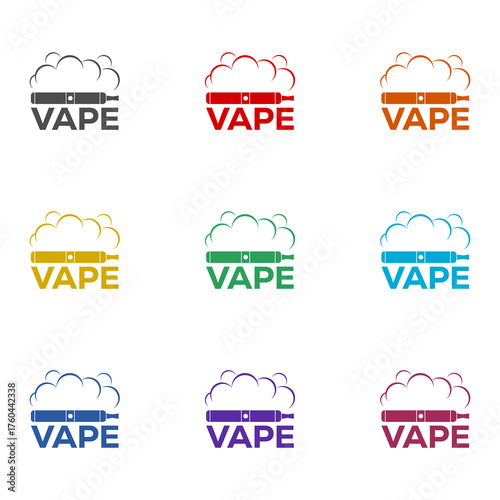 Vape pen equipment for smoking icon isolated on white background. Set icons colorful