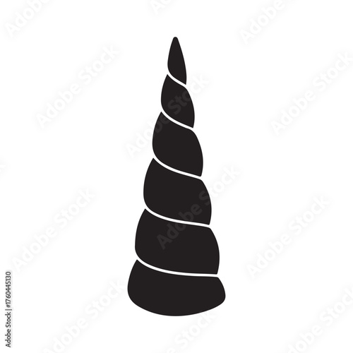 one unicorn horn silhouette vector flat illustration design on white background