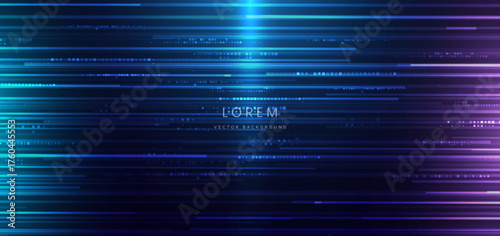 Futuristic horizontal lines glowing speed movement background.