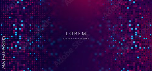 Abstract square pattern multicolor and blur on dark background.