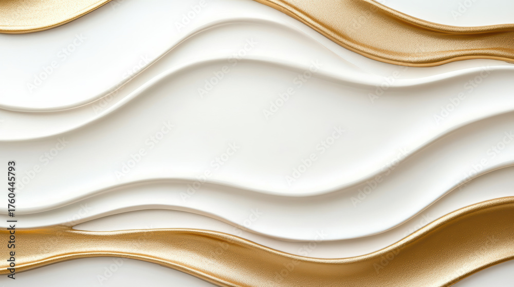 Obraz premium Elegant gold and white metallic swirl design creates minimal abstract tone