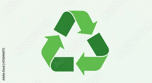 Green recycling symbol, representing environmental conservation, sustainability, and waste reduction in a clean design