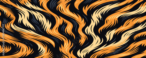 Wild tiger skin vectand illustration featuring striped animal fur texture background, ideal fand wallpaper, fabric, tile designs, and artistic projects.