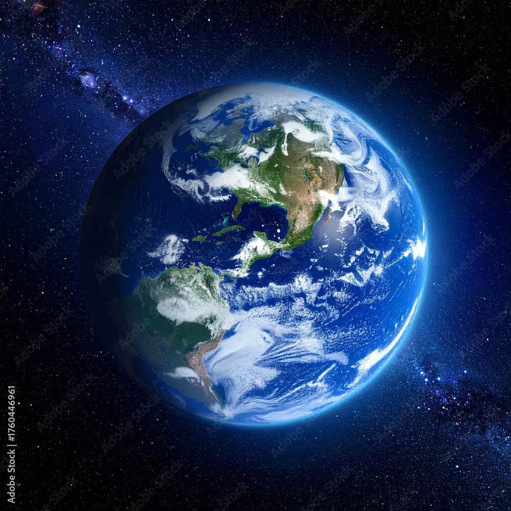 Obraz premium 宇宙空間に漂う地球 イラスト