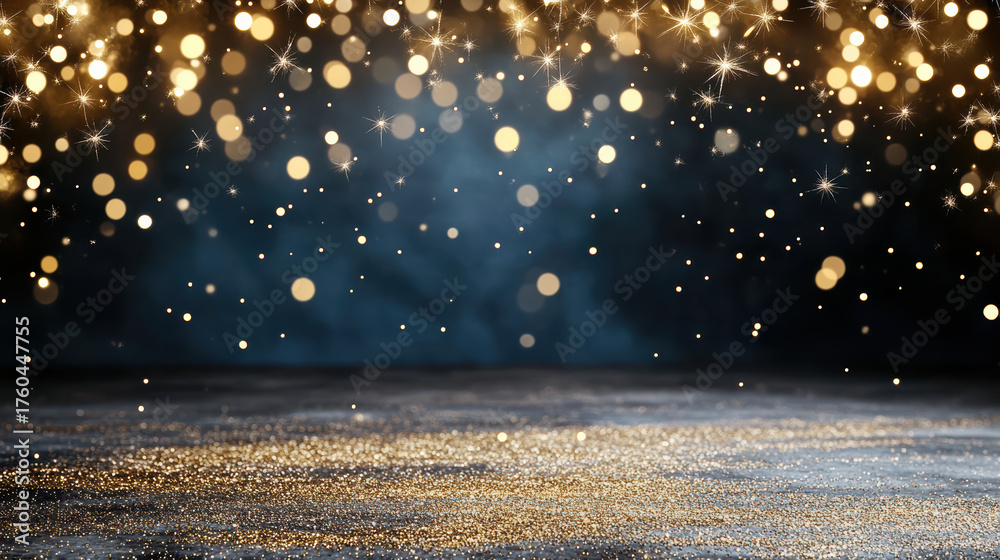 Obraz premium Golden particles floating in dark air create cinematic and emotional atmosphere