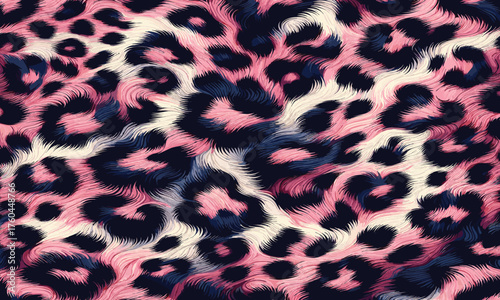Modern pink leopard pattern with soft realistic fur texture, designed for fabric, wallpaper, fashion projects, and camouflage background.
