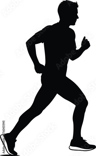 Silhouette of a man running, showcasing fitness and athleticism