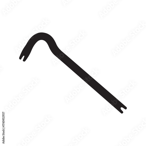 Black crowbar icon silhouette vector flat illustration design on white background
