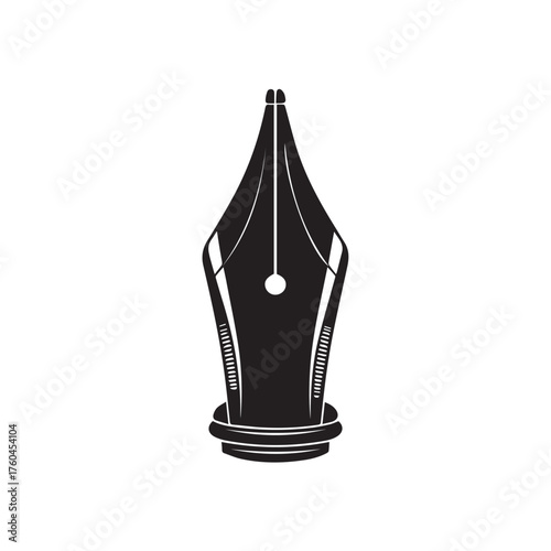 Elegant Black Ink Pen Nib Vector Illustration for Writing and Calligraphy.