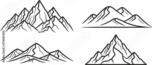 Minimalist mountain range drawings in black and white a striking silhouette