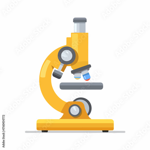 Microscope Icon in Flat Vector Style