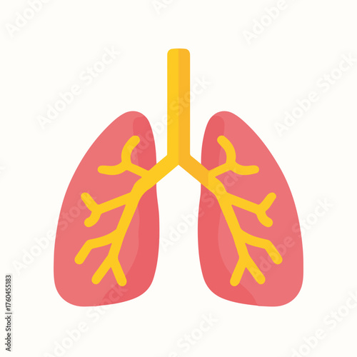 Minimalist Lung Icon in Flat Vector