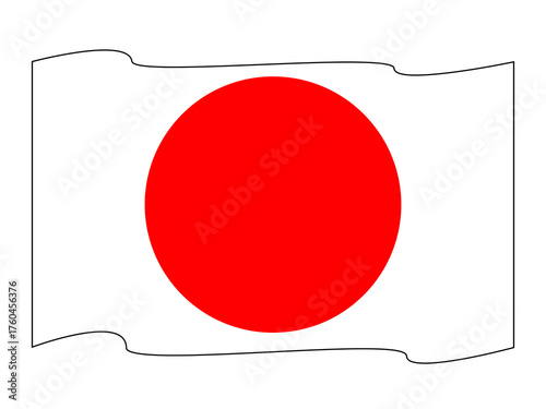 Waving Japan flag, ensign, transparent background