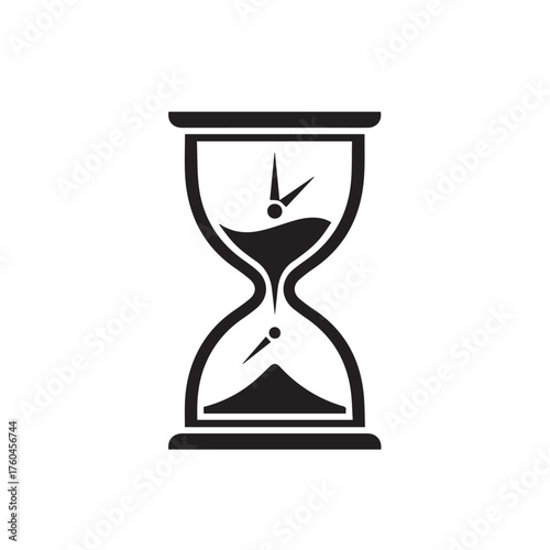 Hourglass with Sand Flowing Downward Representing Passing Time.