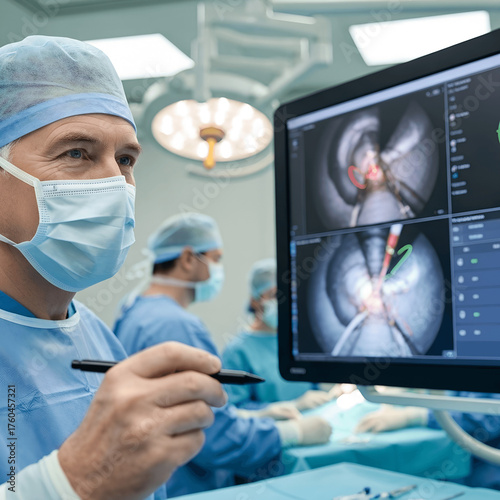 Surgeon guides surgery with telestration in modern operating room