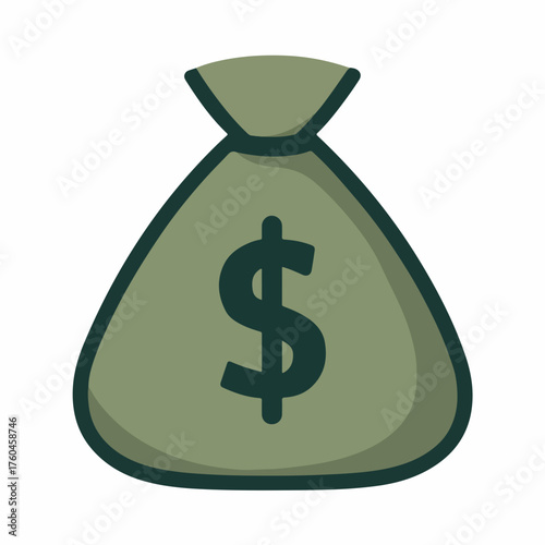 Bold Money Bag Icon Flat Style