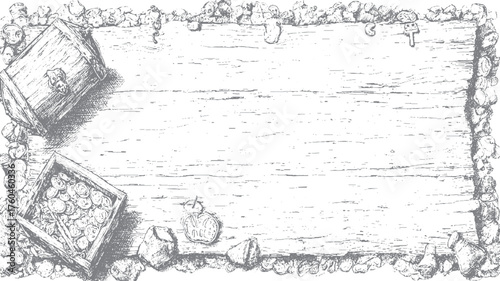 Wooden chest overflowing with coins and scattered stones treasure gold