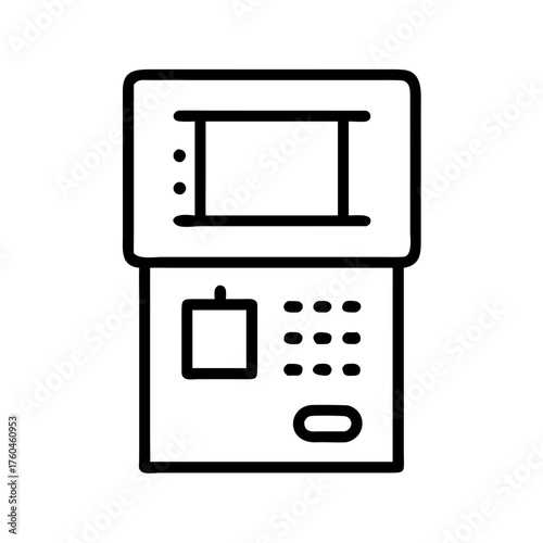 Outline of a vending machine with buttons and display screen  