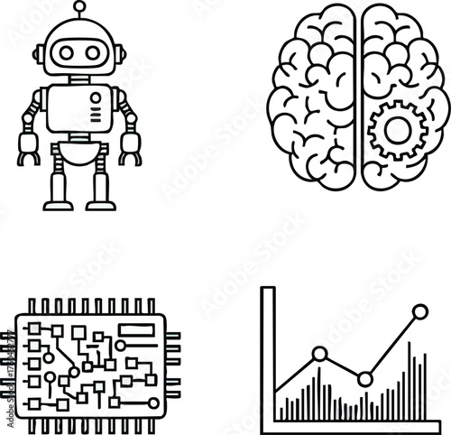 Artificial intelligence and technology concept with robot and brain.
