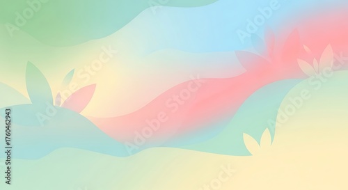 Abstract pastel background with soft floral shapes and flowing color gradients