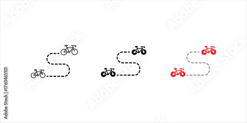 Vector illustration of bicycle route icon set. in dark color and transparent background(PNG).	
