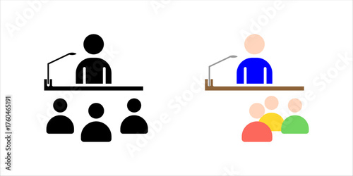 Seminar or Conference line editable icons set. Conference icon . vector illustration	

