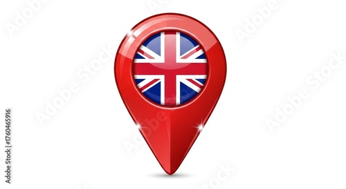 Free Download Glossy 3d Map Pin Icon with United Kingdom Flag Symbol - GFXLoad