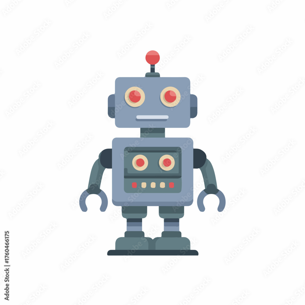 Fototapeta premium Modern Robot Icon in Flat Vector Style