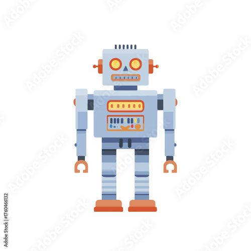 Modern Robot Icon in Flat Style
